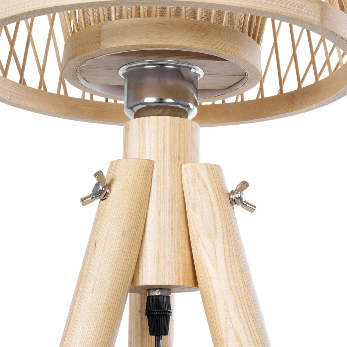 POPPY 01985 Boho Επιδαπέδιο Φωτιστικό Μονόφωτο 1 x E27 IP20 Μπεζ Ξύλο - Μ58 x Π58 x Υ151cm