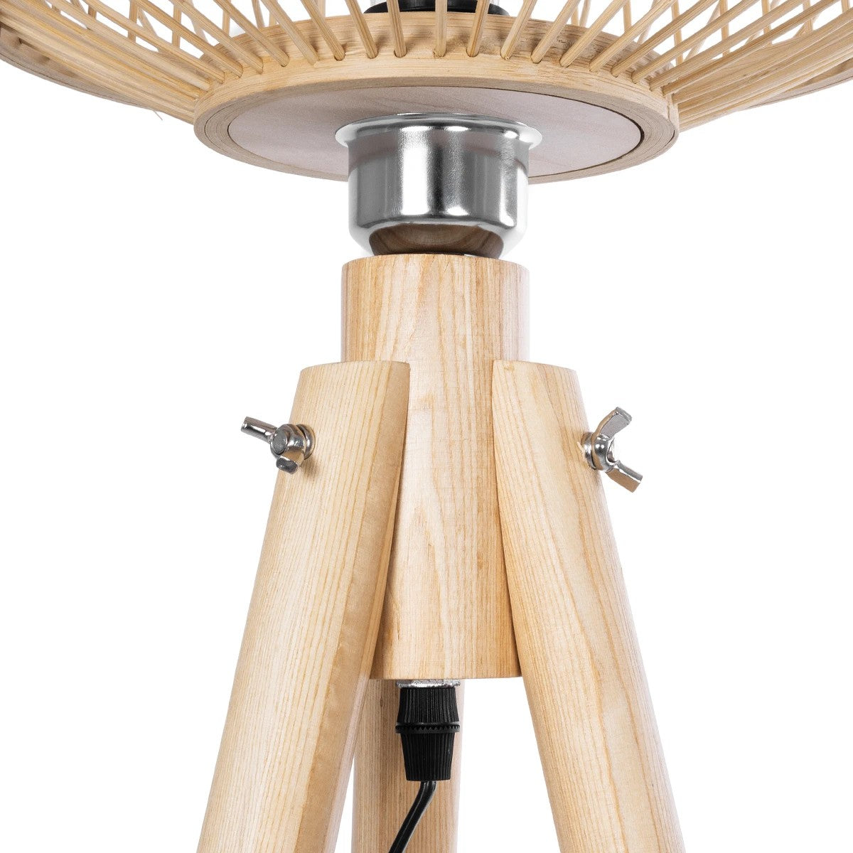 POPPY 01986 Boho Επιδαπέδιο Φωτιστικό Μονόφωτο 1 x E27 IP20 Μπεζ Ξύλο - Μ58 x Π58 x Υ141cm