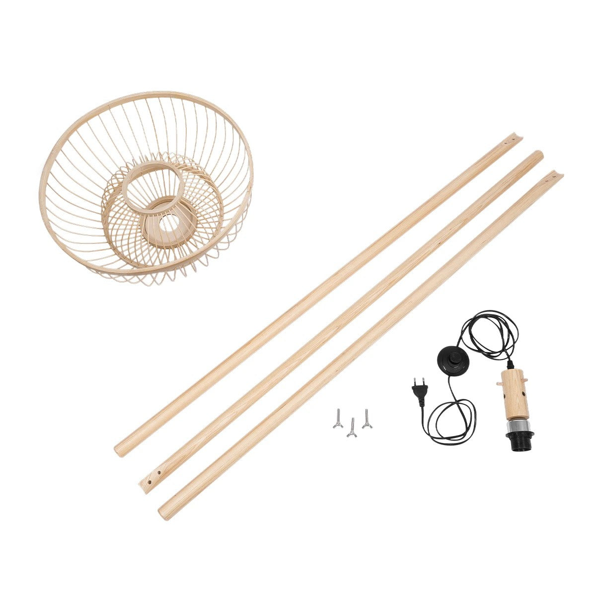 POPPY 01986 Boho Επιδαπέδιο Φωτιστικό Μονόφωτο 1 x E27 IP20 Μπεζ Ξύλο - Μ58 x Π58 x Υ141cm