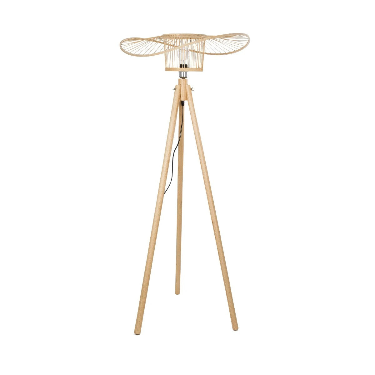 POPPY 01987 Boho Επιδαπέδιο Φωτιστικό Μονόφωτο 1 x E27 IP20 Μπεζ Ξύλο - Μ58 x Π58 x Υ138cm