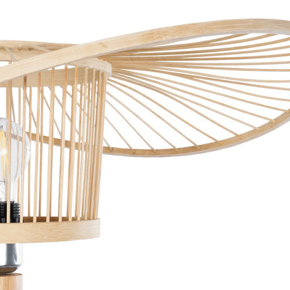 POPPY 01987 Boho Επιδαπέδιο Φωτιστικό Μονόφωτο 1 x E27 IP20 Μπεζ Ξύλο - Μ58 x Π58 x Υ138cm