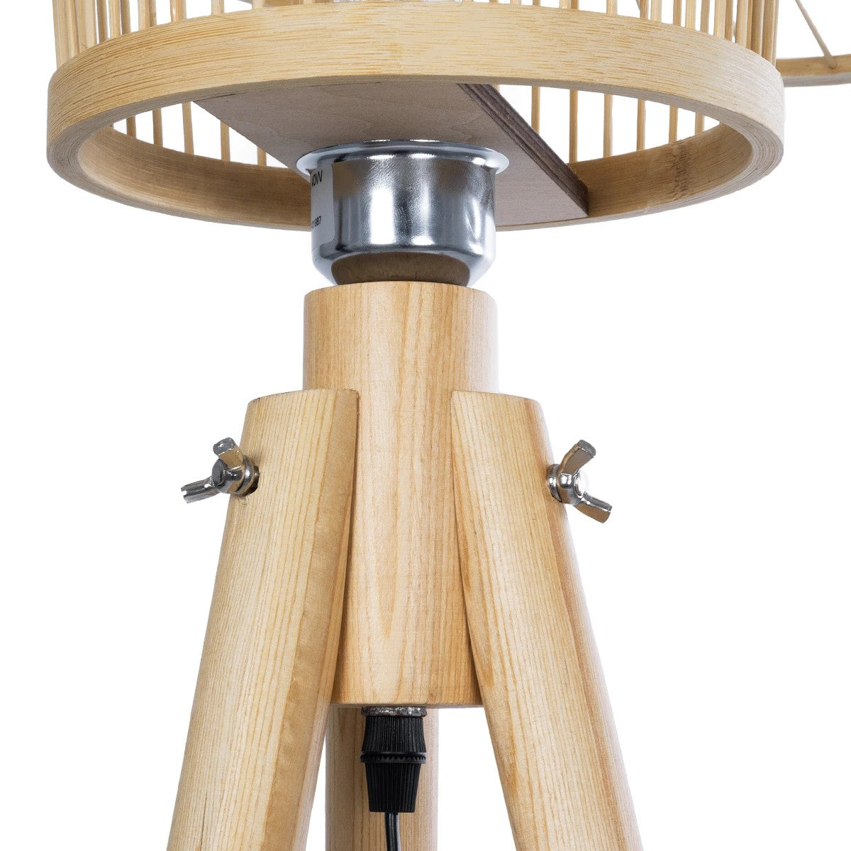 POPPY 01987 Boho Επιδαπέδιο Φωτιστικό Μονόφωτο 1 x E27 IP20 Μπεζ Ξύλο - Μ58 x Π58 x Υ138cm