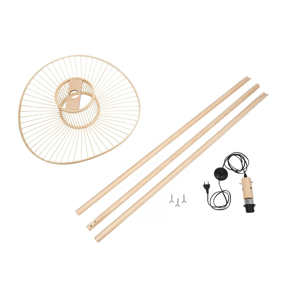 POPPY 01987 Boho Επιδαπέδιο Φωτιστικό Μονόφωτο 1 x E27 IP20 Μπεζ Ξύλο - Μ58 x Π58 x Υ138cm