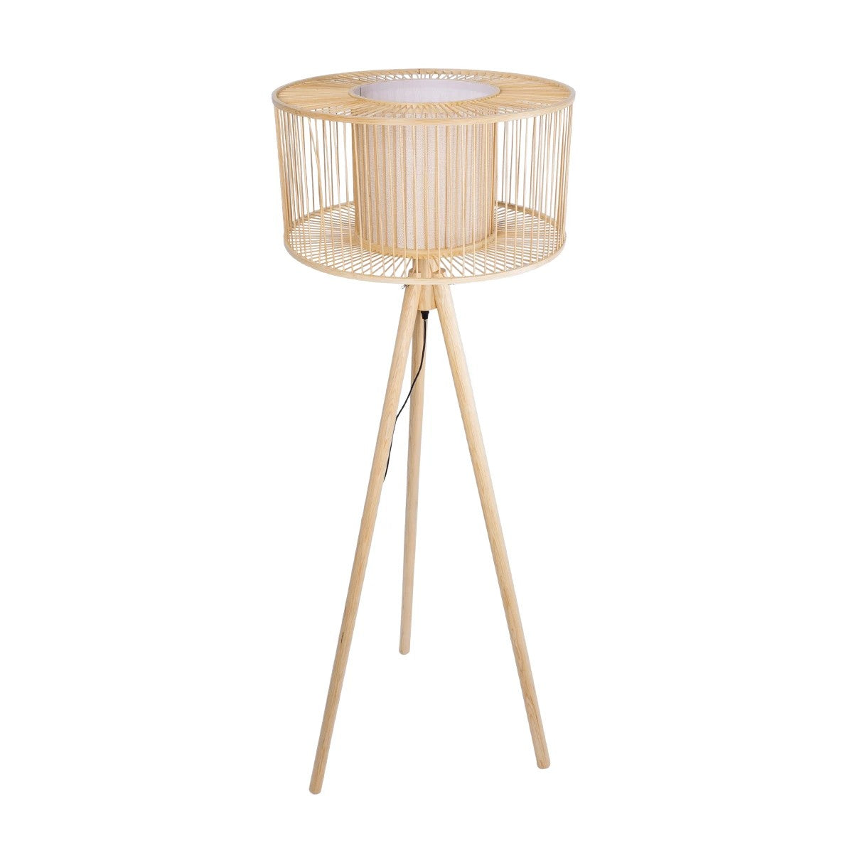 POPPY 01988 Boho Επιδαπέδιο Φωτιστικό με Ντουί 1 x E27 AC 220-240V IP20 - Μπεζ - Μ58 x Π58 x Υ145