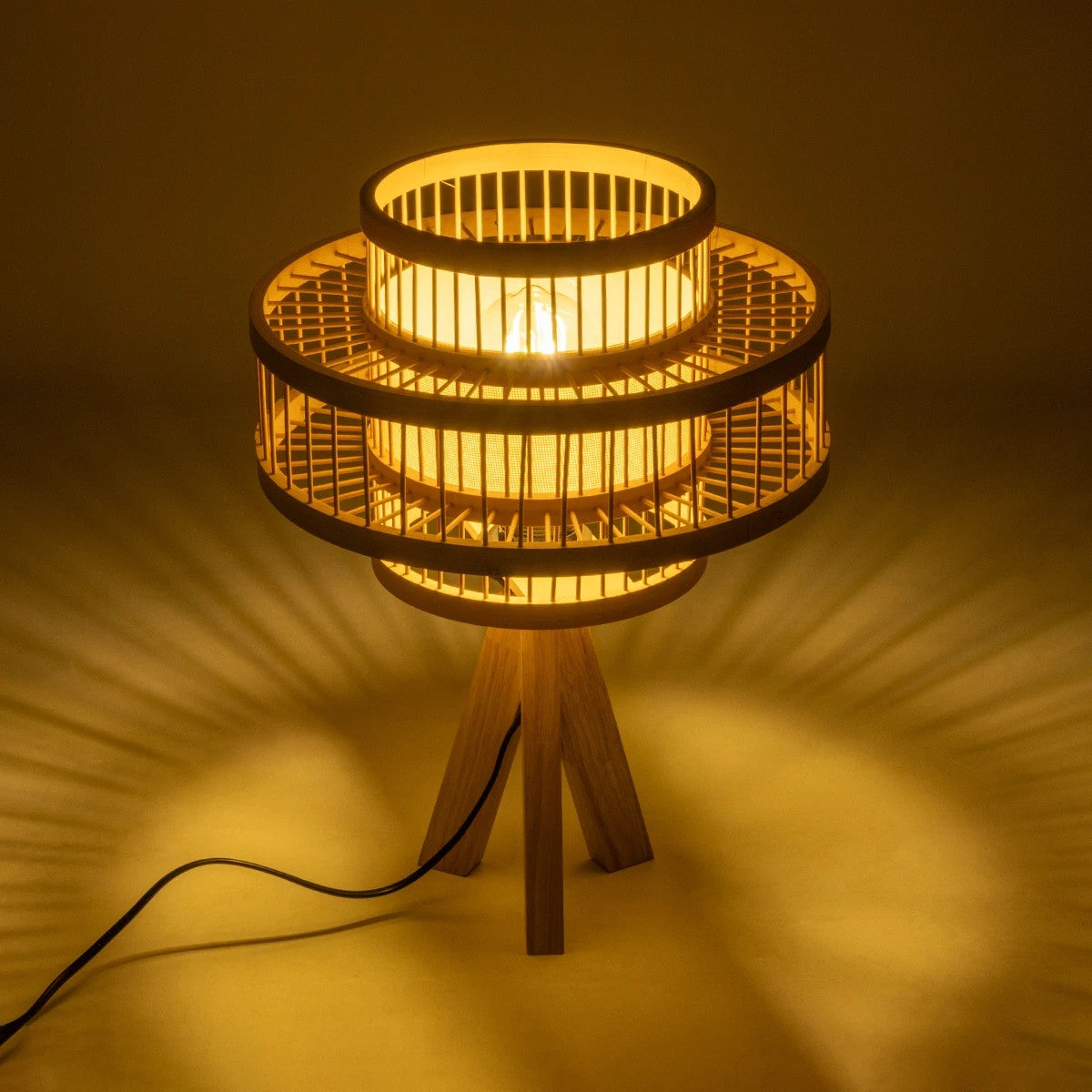TULUM 01991 Boho Table Lamp with 1 x E27 AC 220-240V IP20 - Beige - L30 x W30 x H41