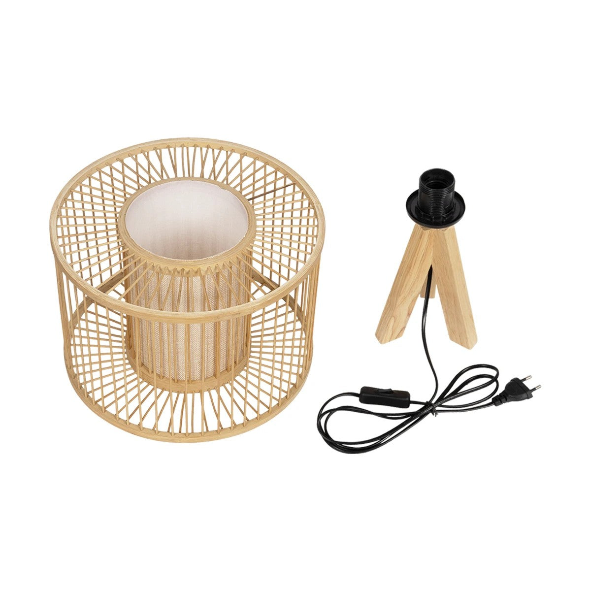 TULUM 01993 Boho Table Lamp with 1 x E27 AC 220-240V IP20 Socket - Beige - L30 x W30 x H40