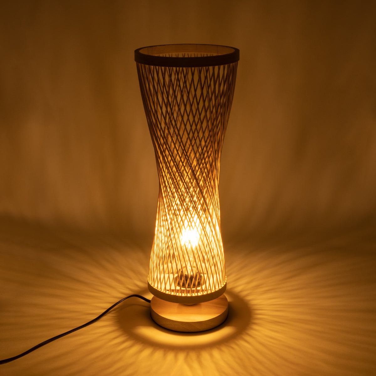 ROWAN 01994 Boho Επιτραπέζιο Φωτιστικό Πορτατίφ με Ντουί 1 x E27 AC 220-240V IP20 - Μπεζ - Μ17 x Π17 x Υ42