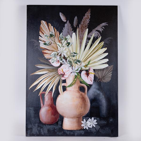 ΠΙΝΑΚΑΣ ΚΑΜΒΑΣ ΒΑΖΟ ΜΕ ΛΟΥΛΟΥΔΙΑ ΠΟΛΥΧΡΩΜΟΣ - ΜΑΥΡΟΣ 70x3x100