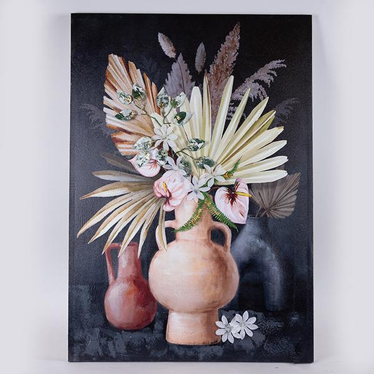 ΠΙΝΑΚΑΣ ΚΑΜΒΑΣ ΒΑΖΟ ΜΕ ΛΟΥΛΟΥΔΙΑ ΠΟΛΥΧΡΩΜΟΣ - ΜΑΥΡΟΣ 70x3x100