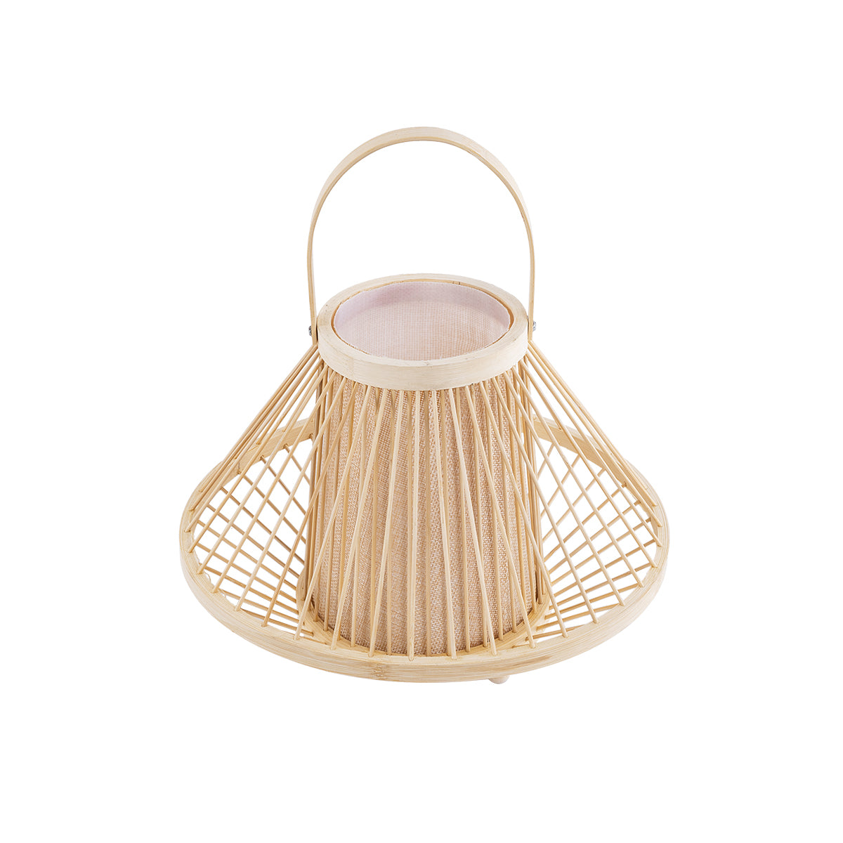 CATHY 02006 Boho Επιτραπέζιο Φωτιστικό Πορτατίφ Μονόφωτο 1 x E27 AC220-240V IP20 - Φ30 x Υ22cm - Μπεζ Ύφασμα με Μπεζ Ξύλινο Μπαμπού Πλέγμα