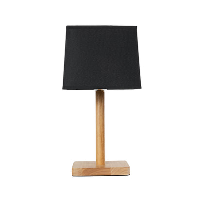 KOLIPE 02039 Μοντέρνο Επιτραπέζιο Φωτιστικό Μονόφωτο 1 x E27 AC220-240V IP20 - Μ20 x Π20 x Υ38cm - Μπεζ Ξύλινη Βάση με Μαύρο Πλεκτό Καπέλο