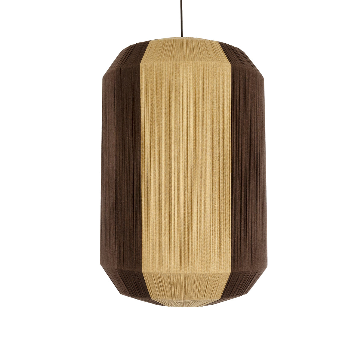 SALERNO 02076 Boho Κρεμαστό Φωτιστικό Οροφής Μονόφωτο 1 x E27 AC220-240V IP20 - Φ50 x Υ80cm - Μπεζ με Καφέ Λεπτό Νήμα Βαμβακερό Πλέγμα Καμπάνα