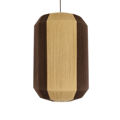 SALERNO 02076 Boho Κρεμαστό Φωτιστικό Οροφής Μονόφωτο 1 x E27 AC220-240V IP20 - Φ50 x Υ80cm - Μπεζ με Καφέ Λεπτό Νήμα Βαμβακερό Πλέγμα Καμπάνα