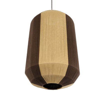 SALERNO 02076 Boho Κρεμαστό Φωτιστικό Οροφής Μονόφωτο 1 x E27 AC220-240V IP20 - Φ50 x Υ80cm - Μπεζ με Καφέ Λεπτό Νήμα Βαμβακερό Πλέγμα Καμπάνα