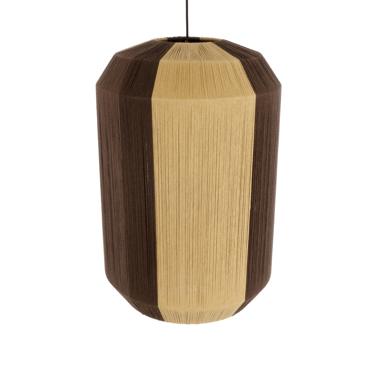 SALERNO 02076 Boho Κρεμαστό Φωτιστικό Οροφής Μονόφωτο 1 x E27 AC220-240V IP20 - Φ50 x Υ80cm - Μπεζ με Καφέ Λεπτό Νήμα Βαμβακερό Πλέγμα Καμπάνα