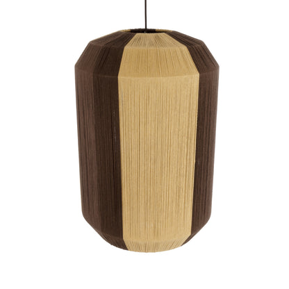 SALERNO 02076 Boho Κρεμαστό Φωτιστικό Οροφής Μονόφωτο 1 x E27 AC220-240V IP20 - Φ50 x Υ80cm - Μπεζ με Καφέ Λεπτό Νήμα Βαμβακερό Πλέγμα Καμπάνα