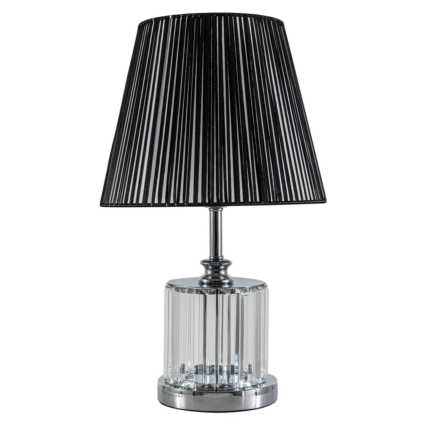 TLC 6836 SL ΕΠΙΤΡΑΠΕΖΙΑ ΛΑΜΠΑ ΔΙΑΦ. ΚΡΥΣΤ. ΜΕ ΠΛΙΣΕ ΜΑΥΡΟ ΚΑΠΕΛΟ 1xΕ27 Φ27x46