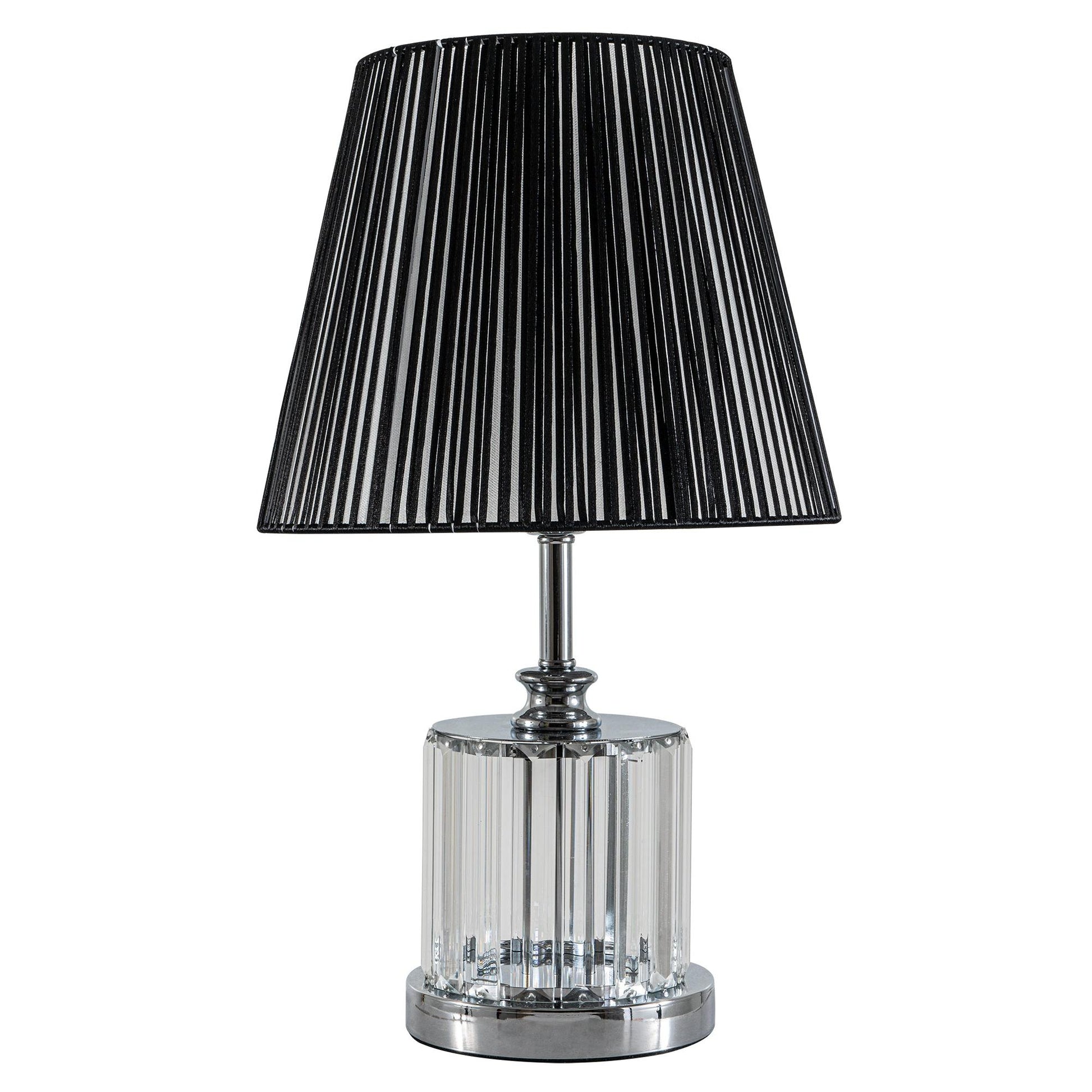 TLC 6836 SL ΕΠΙΤΡΑΠΕΖΙΑ ΛΑΜΠΑ ΔΙΑΦ. ΚΡΥΣΤ. ΜΕ ΠΛΙΣΕ ΜΑΥΡΟ ΚΑΠΕΛΟ 1xΕ27 Φ27x46