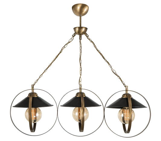 PDT 2062-3 # ΚΡΕΜ. 3/Φ ΔΥΟ ΜΕΤΑΛΛΙΚΟΙ ΚΥΚΛΟΙ ΣΥΝΔΥΑΣΜΟΣ ΜΕ ΚΑΜΠΑΝΑ Ε27 79x23x80