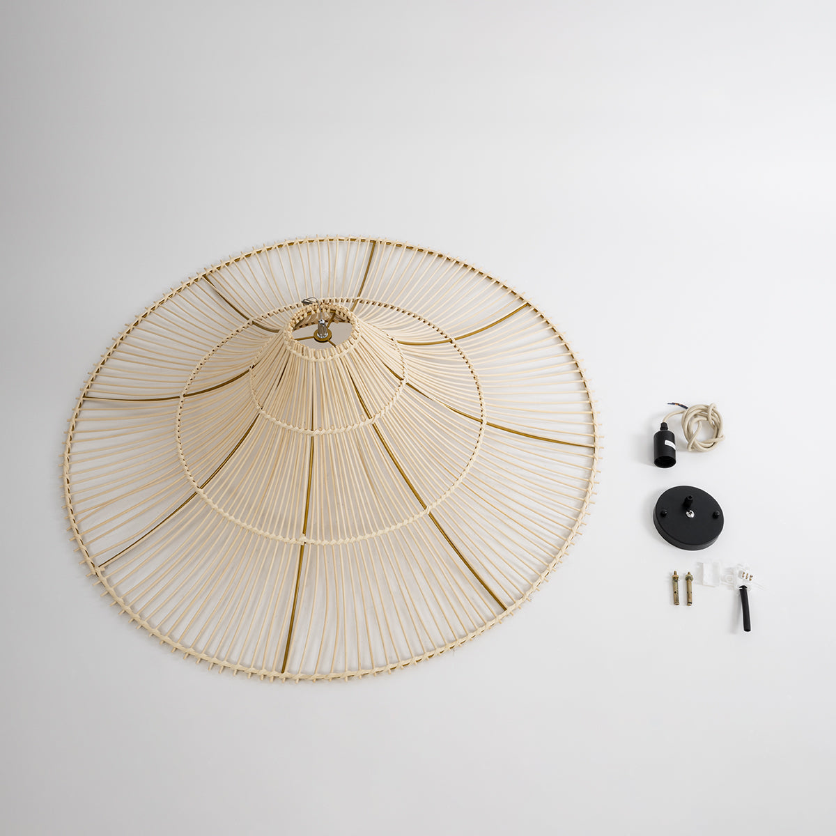 PALERMO 02209 Boho Κρεμαστό Φωτιστικό Οροφής Μονόφωτο 1 x E27 AC220-240V IP20 - Φ100 x Υ30cm - Μπεζ Ξύλινο Μπαμπού Πλέγμα