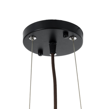 CORSICA 02216 Boho Κρεμαστό Φωτιστικό Οροφής Μονόφωτο 1 x E27 AC220-240V IP20 - Φ70 x Υ35cm - Μαύρο Μπεζ Ξύλινο Μπαμπού Πλέγμα Καμπάνα