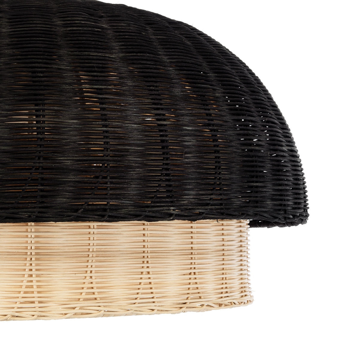 CORSICA 02216 Boho Κρεμαστό Φωτιστικό Οροφής Μονόφωτο 1 x E27 AC220-240V IP20 - Φ70 x Υ35cm - Μαύρο Μπεζ Ξύλινο Μπαμπού Πλέγμα Καμπάνα