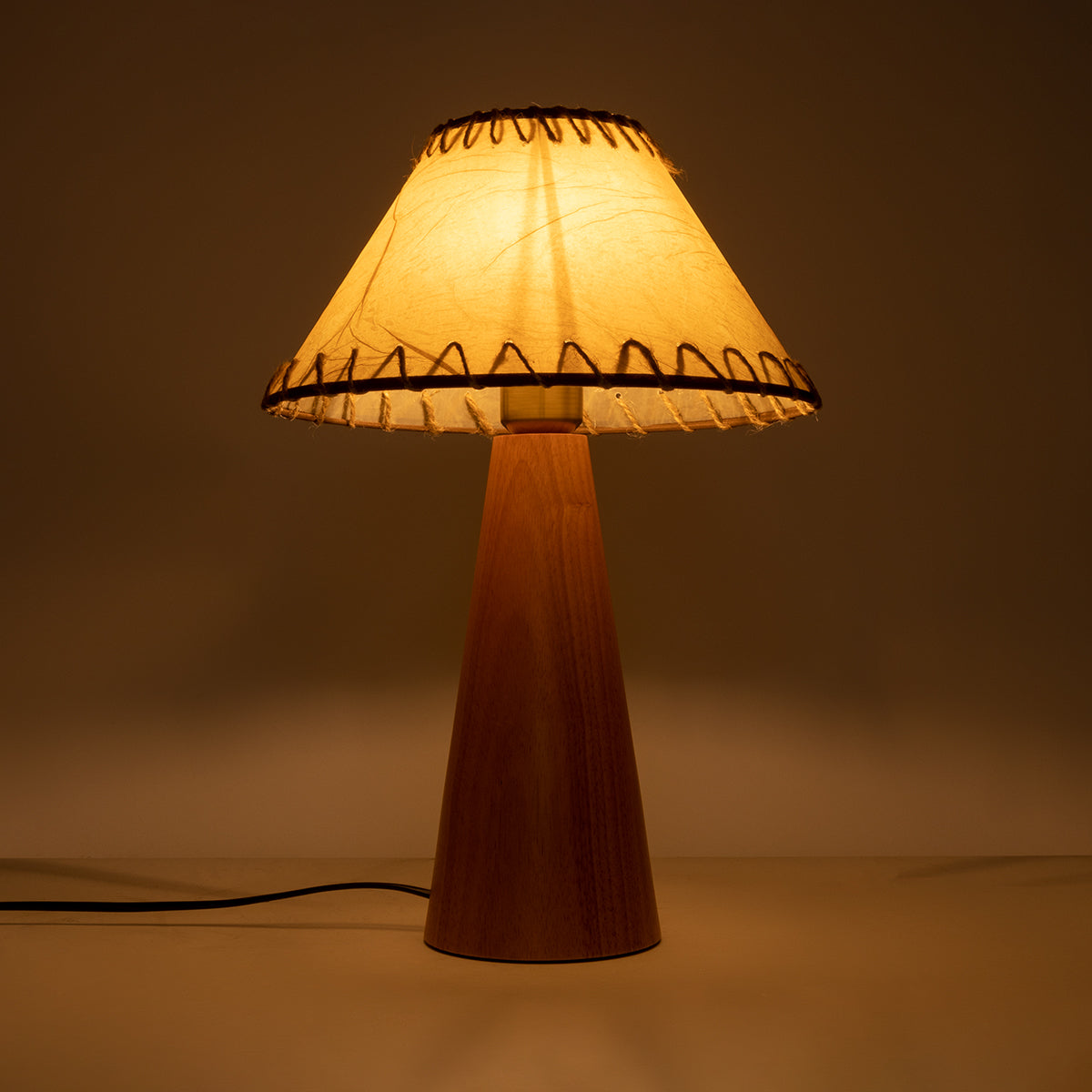 MASPALOMAS 02291 Boho Επιτραπέζιο Φωτιστικό Μονόφωτο 1 x E27 AC220-240V IP20 - Φ30 x Υ45cm - Μπεζ Ξύλινο Καμπάνα