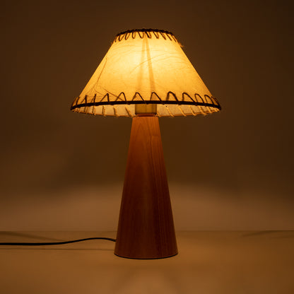 MASPALOMAS 02291 Boho Επιτραπέζιο Φωτιστικό Μονόφωτο 1 x E27 AC220-240V IP20 - Φ30 x Υ45cm - Μπεζ Ξύλινο Καμπάνα