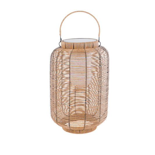 GRAMBIAN 02304 Boho Αυτόνομο Ηλιακό Κρεμαστό/Επιτραπέζιο Φωτιστικό Πορτατίφ LED 5W 200lm 180° με Ενσωματωμένη Μπαταρία IP65 Θερμό Λευκό 3000K Μπεζ Ξύλο - Μ30 x Π30 x Υ48cm