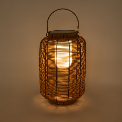 GRAMBIAN 02304 Boho Αυτόνομο Ηλιακό Κρεμαστό/Επιτραπέζιο Φωτιστικό Πορτατίφ LED 5W 200lm 180° με Ενσωματωμένη Μπαταρία IP65 Θερμό Λευκό 3000K Μπεζ Ξύλο - Μ30 x Π30 x Υ48cm