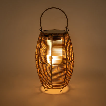 HESPELER 02305 Boho Αυτόνομο Ηλιακό Κρεμαστό/Επιτραπέζιο Φωτιστικό Πορτατίφ LED 5W 200lm 180° με Ενσωματωμένη Μπαταρία IP65 Θερμό Λευκό 3000K Μπεζ Ξύλο - Μ25 x Π25 x Υ45cm