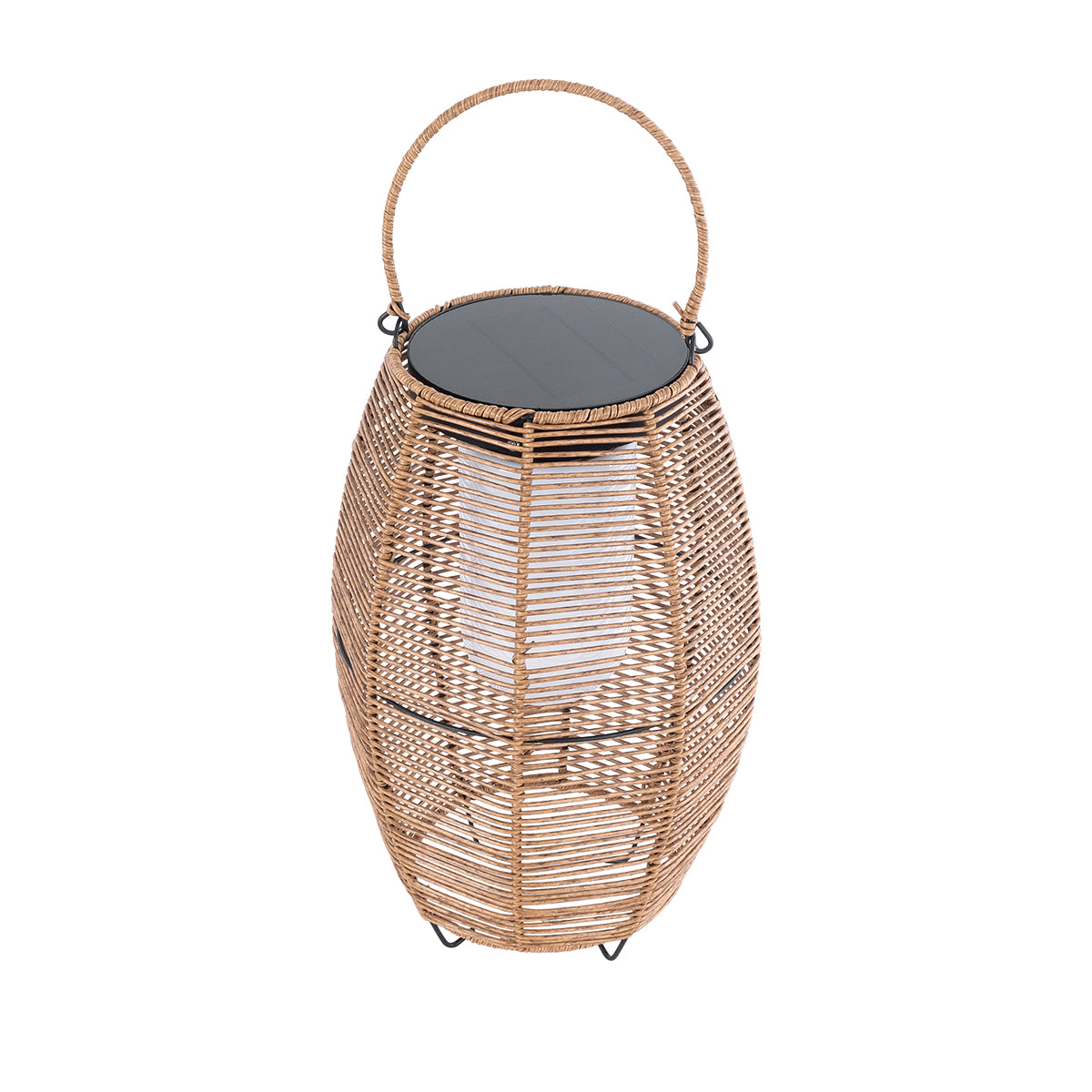 HESPELER 02305 Boho Αυτόνομο Ηλιακό Κρεμαστό/Επιτραπέζιο Φωτιστικό Πορτατίφ LED 5W 200lm 180° με Ενσωματωμένη Μπαταρία IP65 Θερμό Λευκό 3000K Μπεζ Ξύλο - Μ25 x Π25 x Υ45cm