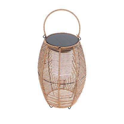 HESPELER 02305 Boho Αυτόνομο Ηλιακό Κρεμαστό/Επιτραπέζιο Φωτιστικό Πορτατίφ LED 5W 200lm 180° με Ενσωματωμένη Μπαταρία IP65 Θερμό Λευκό 3000K Μπεζ Ξύλο - Μ25 x Π25 x Υ45cm