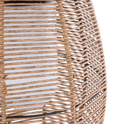 HESPELER 02305 Boho Αυτόνομο Ηλιακό Κρεμαστό/Επιτραπέζιο Φωτιστικό Πορτατίφ LED 5W 200lm 180° με Ενσωματωμένη Μπαταρία IP65 Θερμό Λευκό 3000K Μπεζ Ξύλο - Μ25 x Π25 x Υ45cm