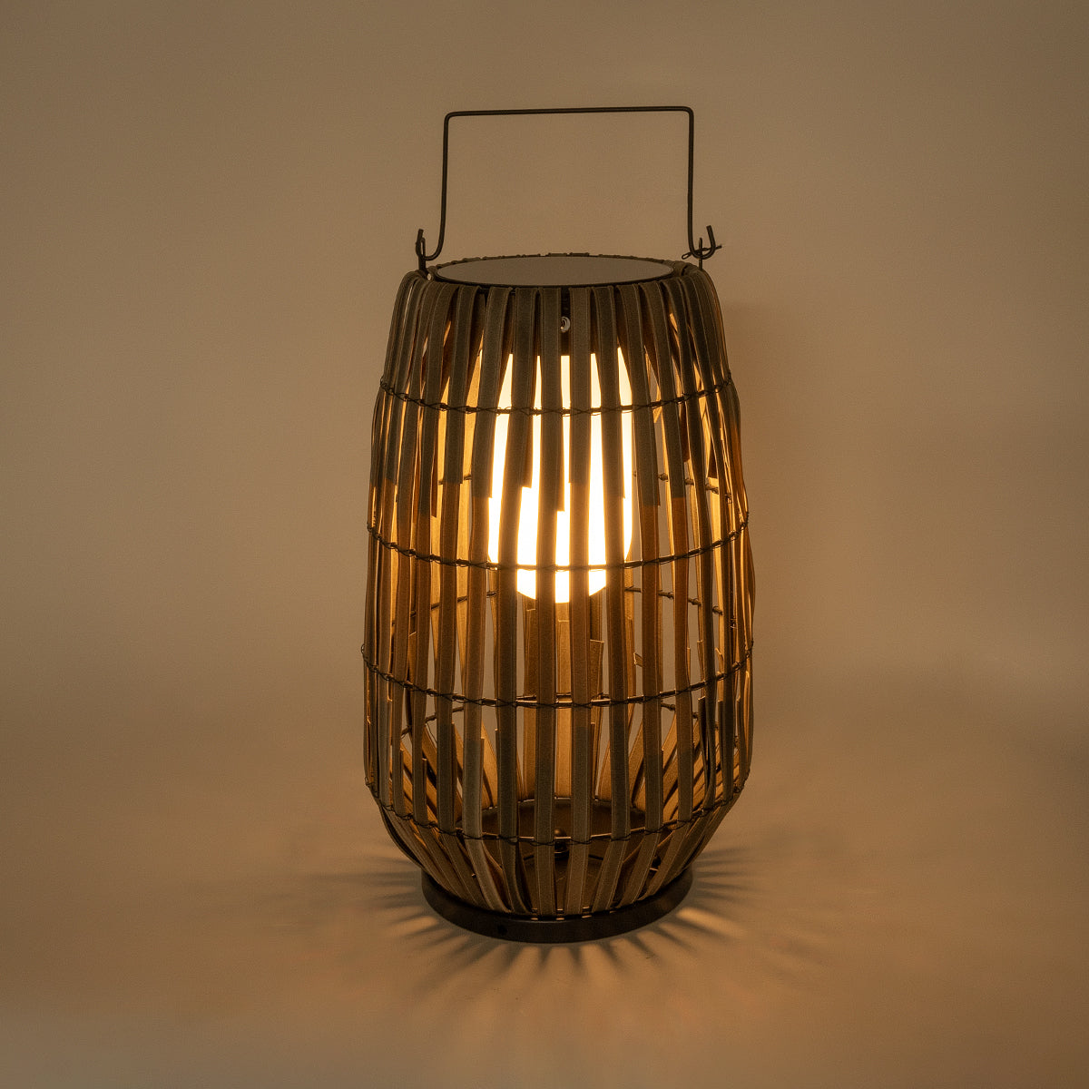 NETLEY 02306 Boho Αυτόνομο Ηλιακό Κρεμαστό/Επιτραπέζιο Φωτιστικό Πορτατίφ LED 5W 200lm 180° με Ενσωματωμένη Μπαταρία IP65 Θερμό Λευκό 3000K Γκρι Ξύλο - Μ30 x Π30 x Υ50cm