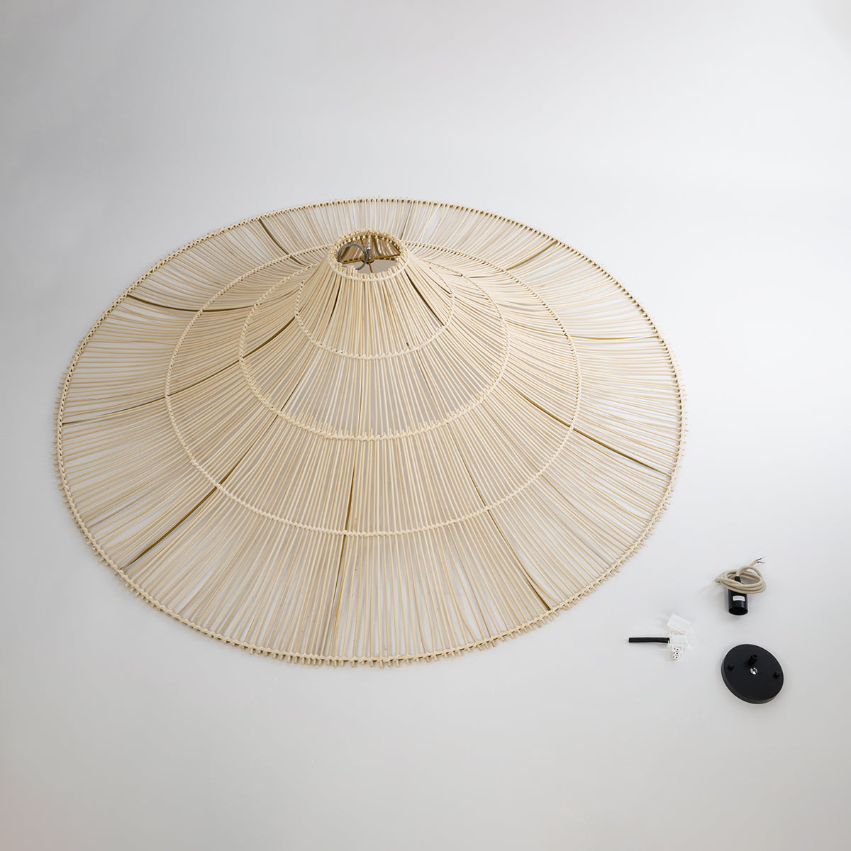 PALERMO 02311 Boho Κρεμαστό Φωτιστικό Οροφής Μονόφωτο 1 x E27 AC220-240V IP20 - Φ160 x Υ45cm - Μπεζ Ξύλινο Μπαμπού Πλέγμα