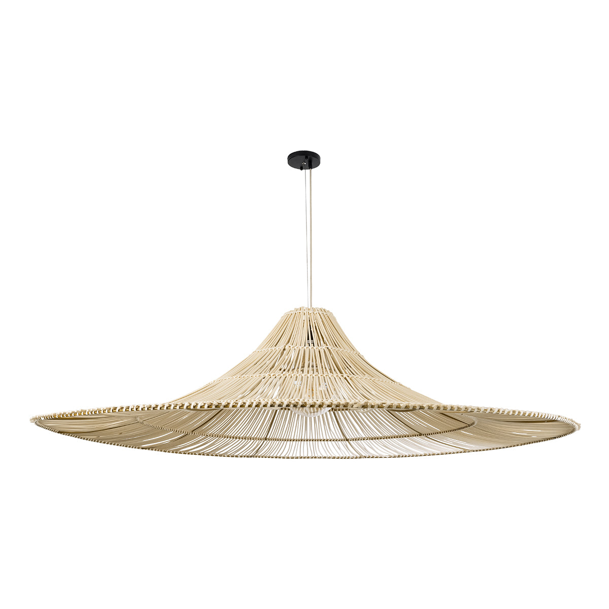 PALERMO 02311 Boho Κρεμαστό Φωτιστικό Οροφής Μονόφωτο 1 x E27 AC220-240V IP20 - Φ160 x Υ45cm - Μπεζ Ξύλινο Μπαμπού Πλέγμα