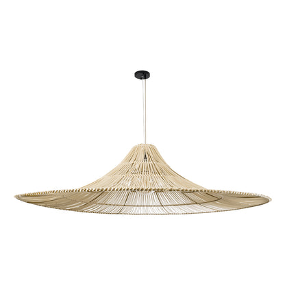 PALERMO 02311 Boho Κρεμαστό Φωτιστικό Οροφής Μονόφωτο 1 x E27 AC220-240V IP20 - Φ160 x Υ45cm - Μπεζ Ξύλινο Μπαμπού Πλέγμα