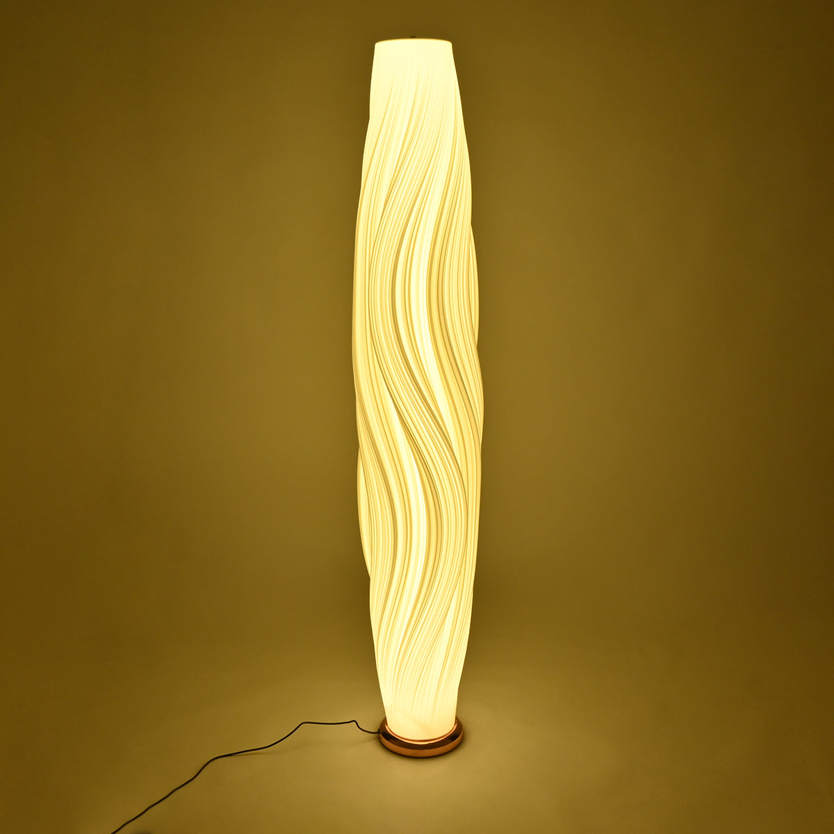 CERULEAN 02312 Μοντέρνο Επιδαπέδιο Φωτιστικό Μονόφωτο 1 x E27 AC220-240V - Φ30 x Υ155cm - Μπεζ Πλαστικό ABS με Μεταλλική Χάλκινη Βάση Πλέγμα