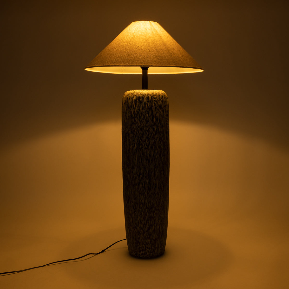 OLIANA 02315 Boho Επιδαπέδιο Φωτιστικό Μονόφωτο 1 x E27 IP20 Γκρι Κεραμικό με Μπεζ Ύφασμα - Μ55 x Π55 x Υ110cm