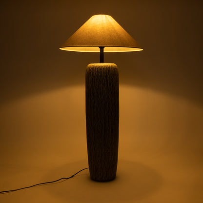 OLIANA 02315 Boho Επιδαπέδιο Φωτιστικό Μονόφωτο 1 x E27 IP20 Γκρι Κεραμικό με Μπεζ Ύφασμα - Μ55 x Π55 x Υ110cm