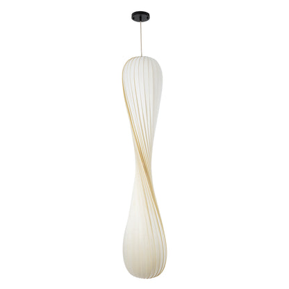 PRAIA 02317 Μοντέρνο Κρεμαστό Φωτιστικό Οροφής Δίφωτο 2 x E27 AC220-240V IP20 - Φ25 x Υ145cm - Μπεζ Λευκό Λεπτό Φύλλο Ξύλου Πλέγμα