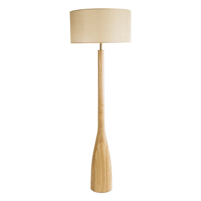 BERKBAY 02318 Boho Επιδαπέδιο Φωτιστικό Μονόφωτο 1 x E27 AC220-240V IP20 - Φ50 x Υ150cm - Μπεζ Ξύλινο με Μπεζ Υφασμάτινο Καπέλο