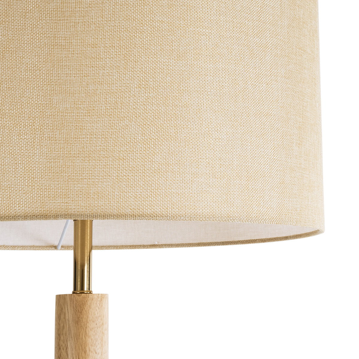 BERKBAY 02318 Boho Επιδαπέδιο Φωτιστικό Μονόφωτο 1 x E27 AC220-240V IP20 - Φ50 x Υ150cm - Μπεζ Ξύλινο με Μπεζ Υφασμάτινο Καπέλο