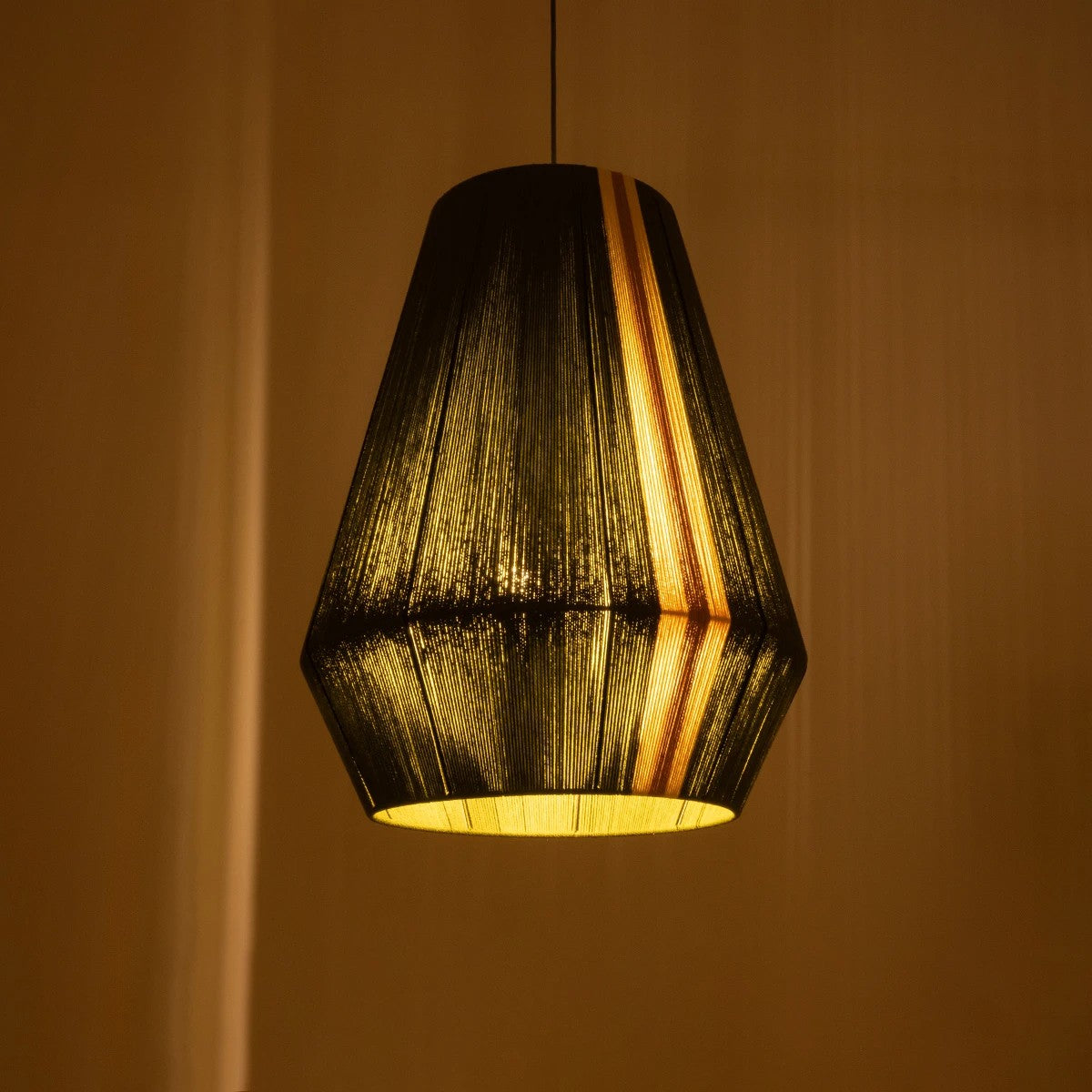 SALERNO 02335 Boho Κρεμαστό Φωτιστικό Πλέγμα Μονόφωτο 1 x E27 IP20 Πράσινο, Μπεζ & Καφέ Νήμα - Μ50 x Π50 x Υ60cm