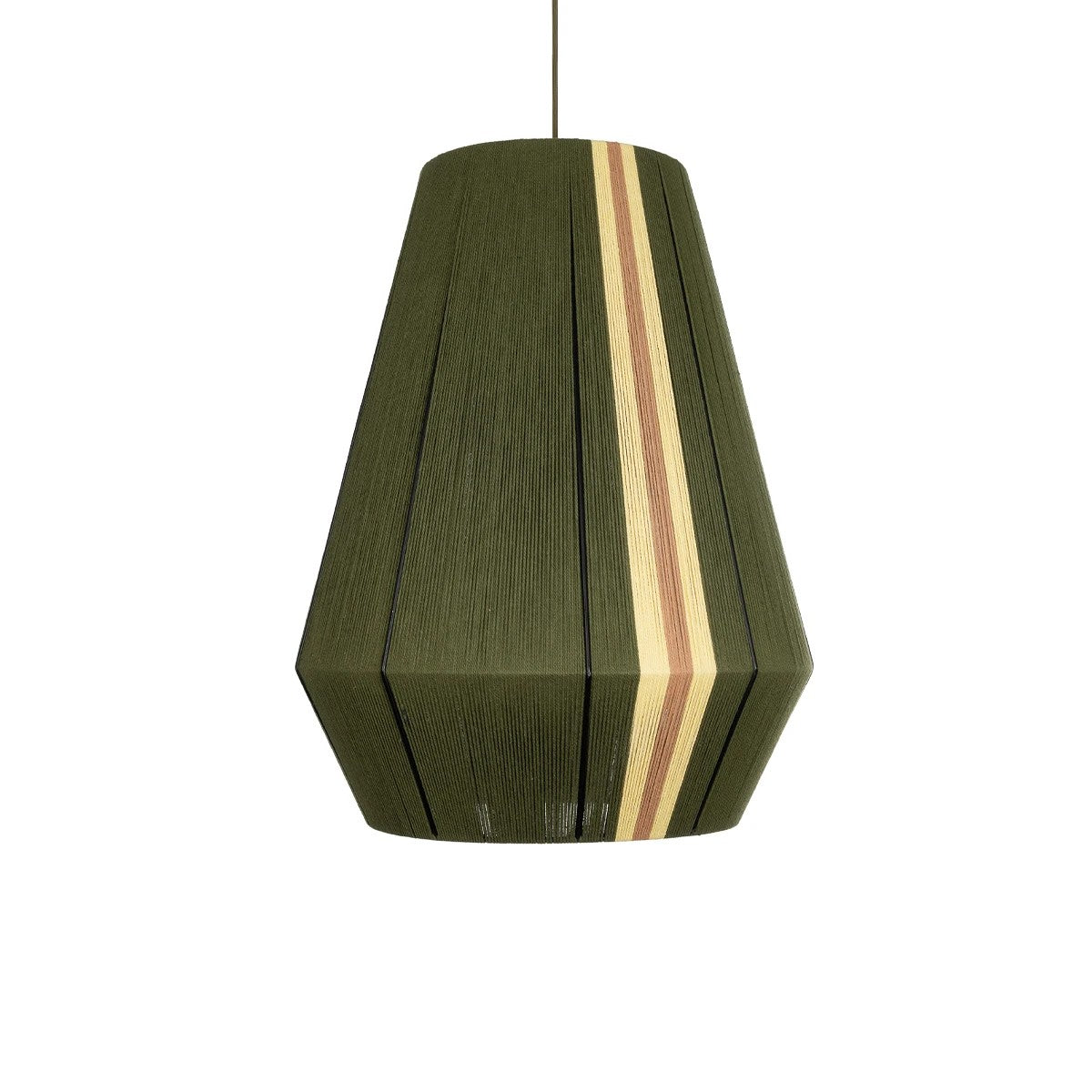 SALERNO 02335 Boho Κρεμαστό Φωτιστικό Πλέγμα Μονόφωτο 1 x E27 IP20 Πράσινο, Μπεζ & Καφέ Νήμα - Μ50 x Π50 x Υ60cm