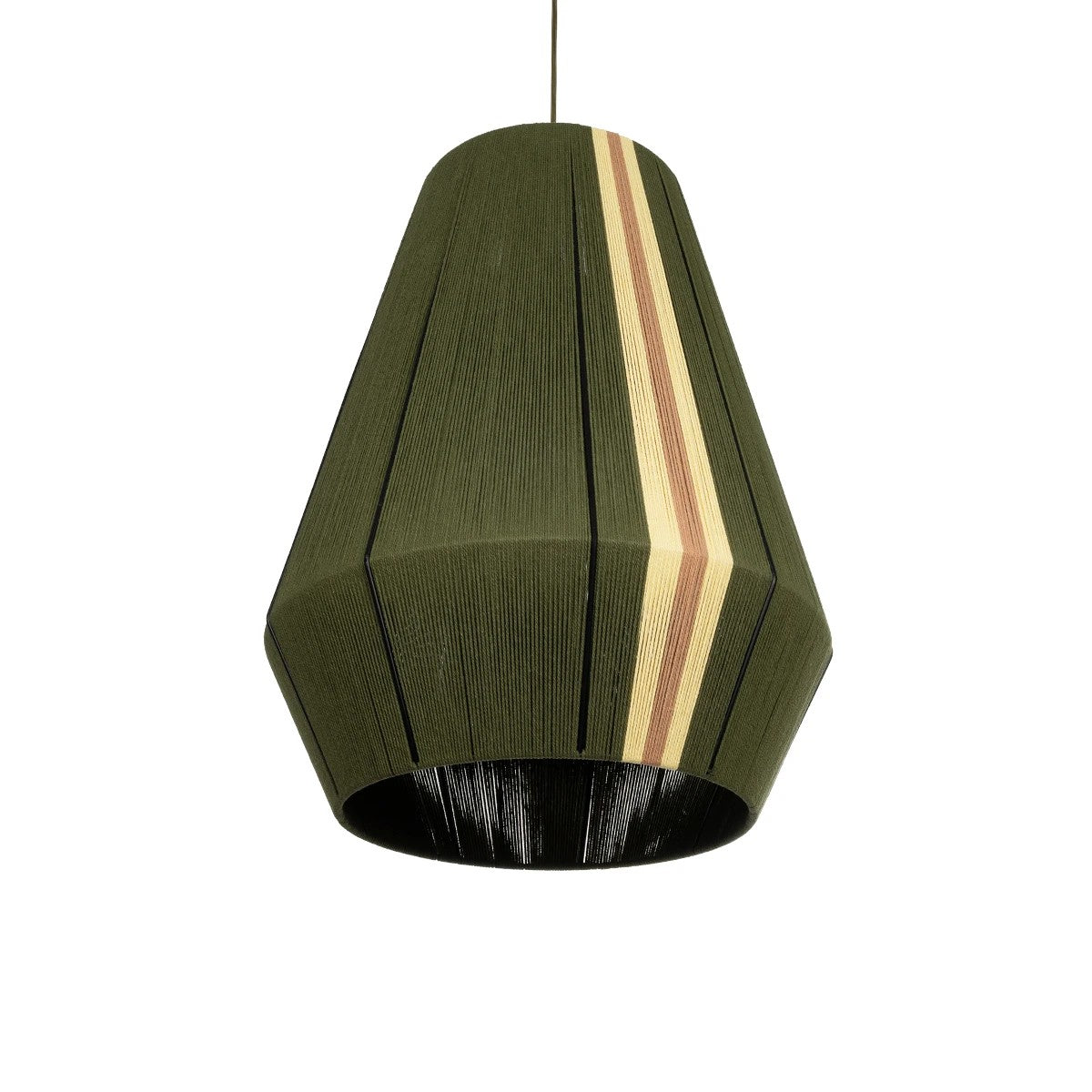 SALERNO 02335 Boho Κρεμαστό Φωτιστικό Πλέγμα Μονόφωτο 1 x E27 IP20 Πράσινο, Μπεζ & Καφέ Νήμα - Μ50 x Π50 x Υ60cm