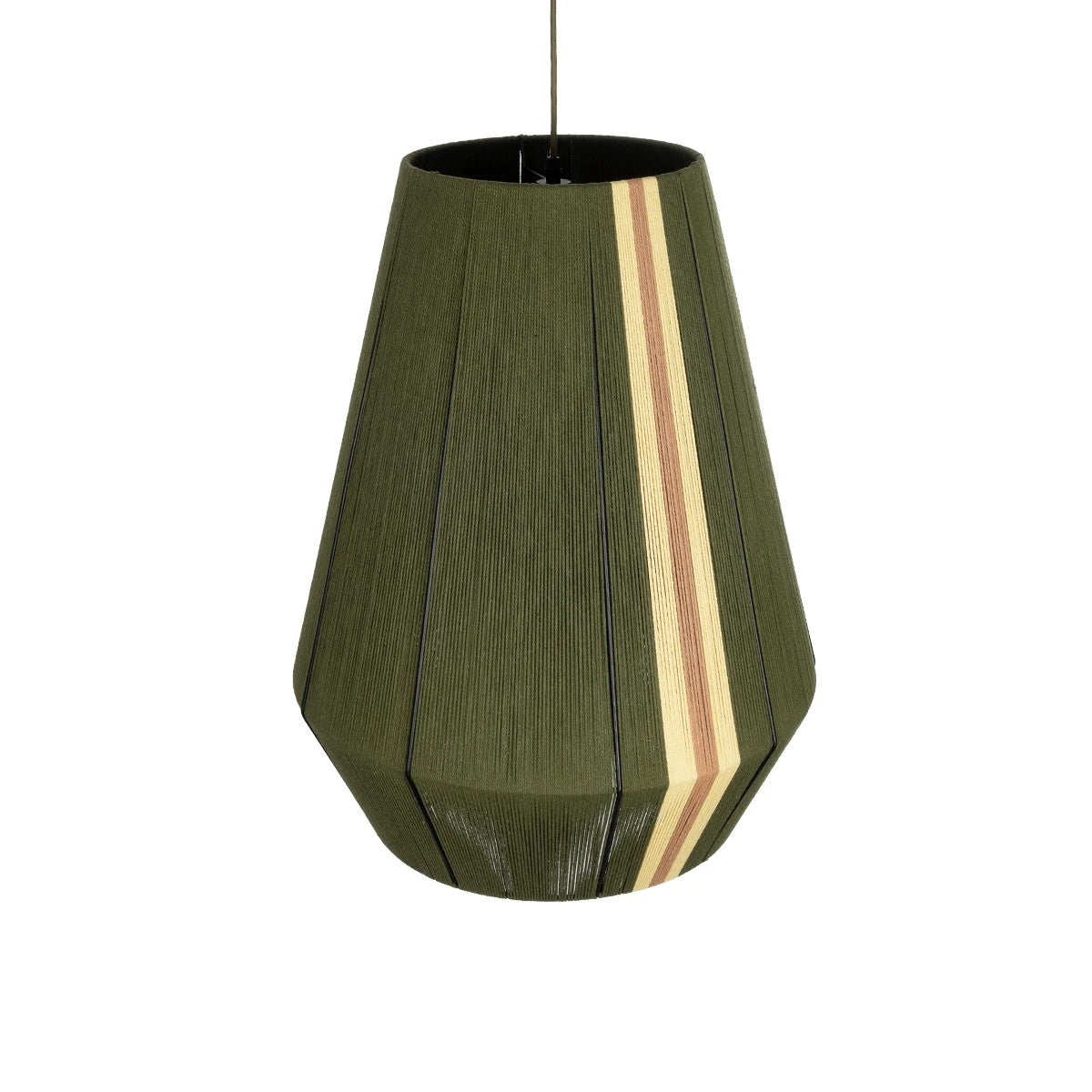 SALERNO 02335 Boho Κρεμαστό Φωτιστικό Πλέγμα Μονόφωτο 1 x E27 IP20 Πράσινο, Μπεζ & Καφέ Νήμα - Μ50 x Π50 x Υ60cm