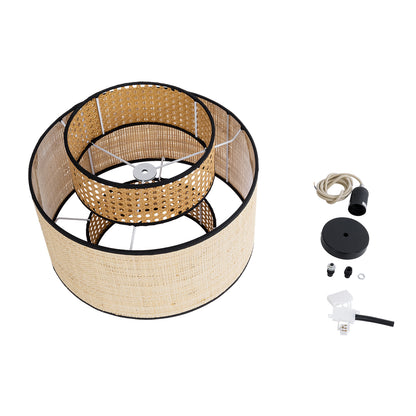 BRAVADO 02386 Boho Κρεμαστό Φωτιστικό Οροφής με Ντουί 1 x E27 AC 220-240V IP20 - Μπεζ- Μ40 x Π40 x Υ35