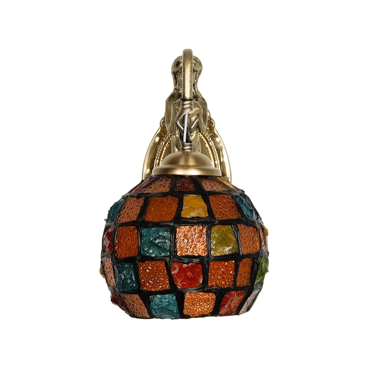 MERMAID 02389 Vintage Wall Light - Sconce with Socket 1 x E27 AC 220-240V IP20 - Bronze & Multicolored - L17 x W30 x H27